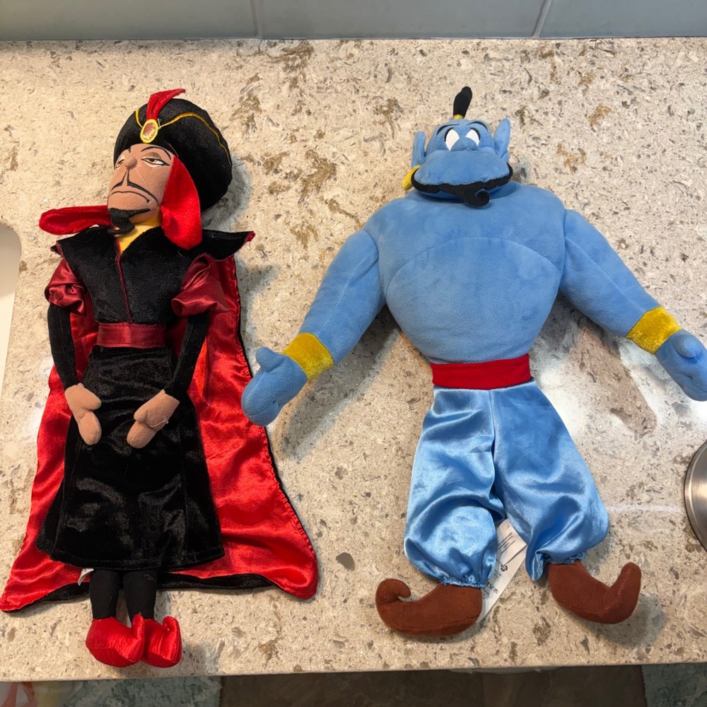Disney Aladdin Plush Set Genie and Jafar 20 In Soft Stuffed Toy Figures